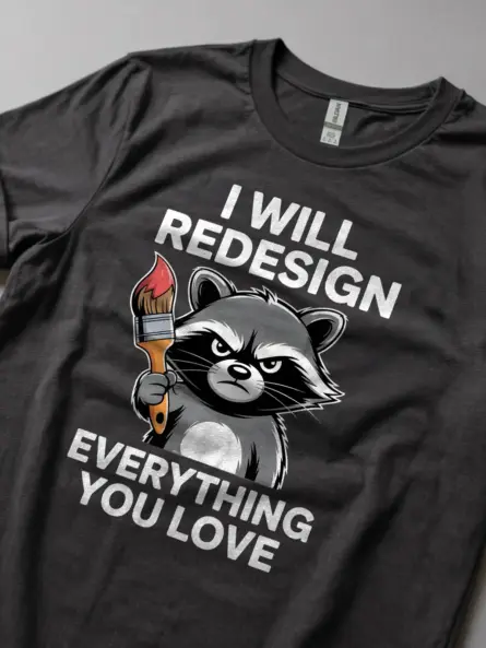 Grumpy Raccoon T-Shirt for Creatives – Funny Graphic Designer Gift - Image 5