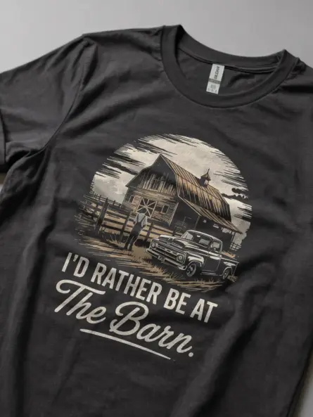 Dark Heather Shirt Lifestyle – I’d Rather Be at The Barn – barn life t-shirt