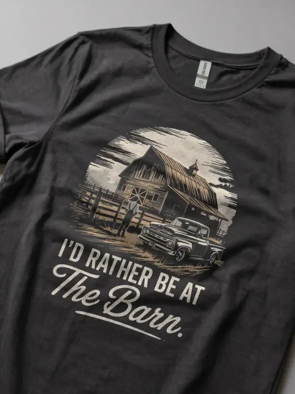 Dark Heather Shirt Lifestyle – I’d Rather Be at The Barn – barn life t-shirt