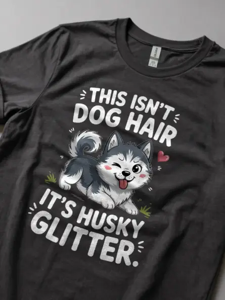 Husky Glitter Shirt – Cute Funny Dog Hair Tee for Husky Owners - Image 5