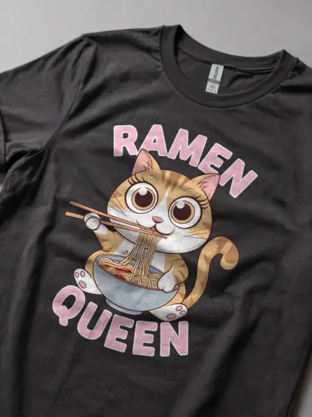 Kawaii Ramen Cat T-Shirt for Ramen & Anime Lovers - Image 2