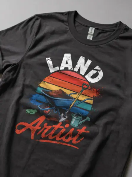 Bold Retro Land Artist T-Shirt for Gardeners - Image 5
