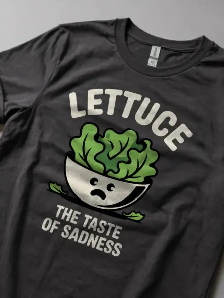 Lettuce the Taste of Sadness T-Shirt – Funny Food Meme Tee - Image 5