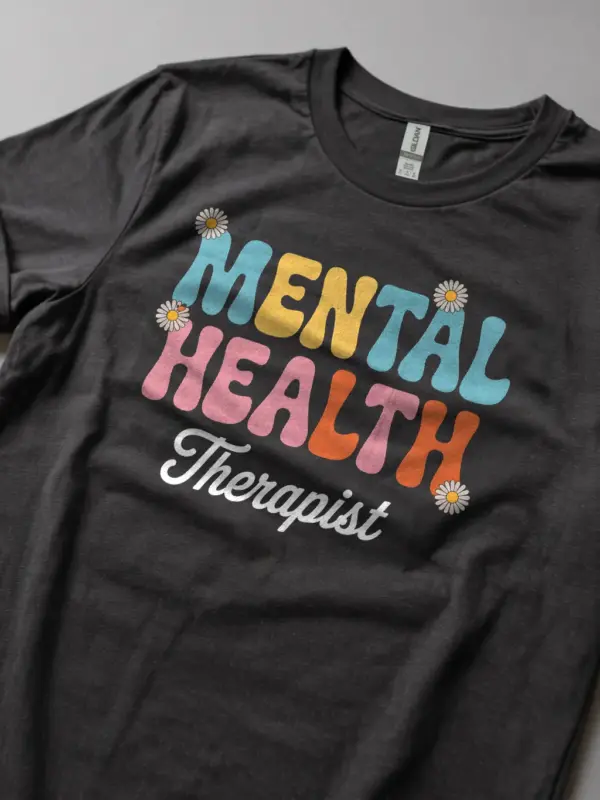 Dark Heather Lifestyle Shot – vintage style therapist shirt for counselors