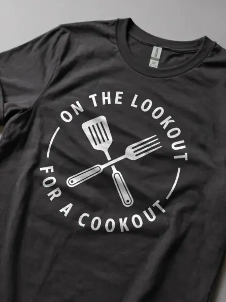 Minimalist Cookout T-Shirt – On the Lookout Design for BBQ Fans - Image 5