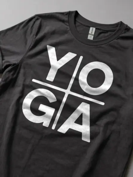 Minimalist Yoga Shirt – Bold Grid Logo Tee for Wellness Brands - Image 5