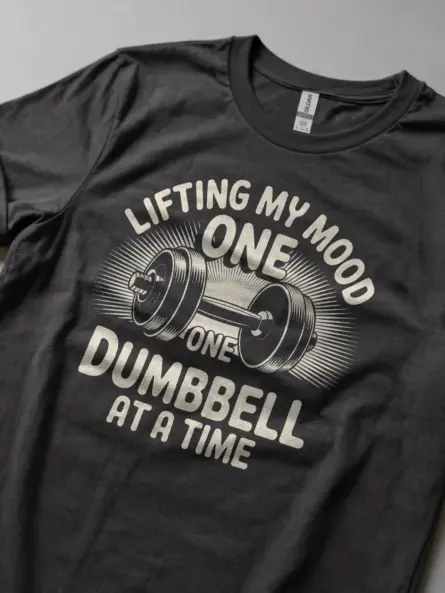 Motivational Dumbbell T-Shirt for Women | Retro Fitness Mental Health Tee - Image 6