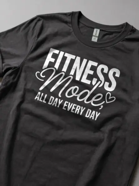 Motivational Workout T-Shirt for Women – Fitness Mode All Day Every Day - Image 6