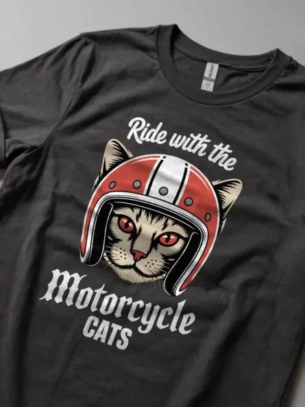 Ride with the Motorcycle CATS – Funny Motorcycle Cat Shirt - Image 5