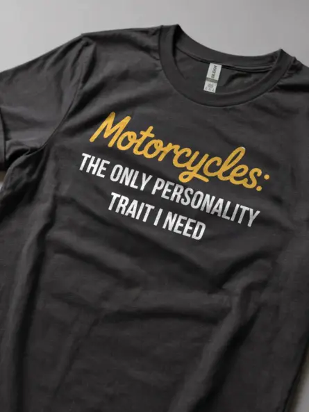Witty Motorcycle Quote T-Shirt – Minimalist Personality Trait Biker Tee - Image 5
