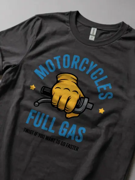 Bold Motorcycle Throttle T-Shirt – Full Gas Retro Rider Style - Image 5
