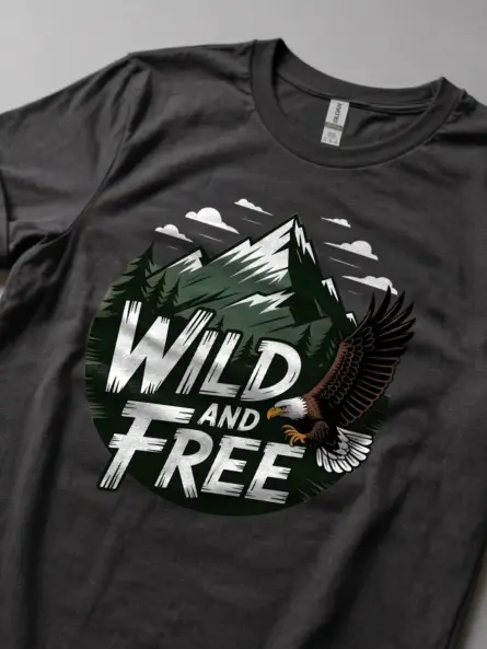 Wild and Free Mountain Adventure Eagle T-Shirt - Image 5