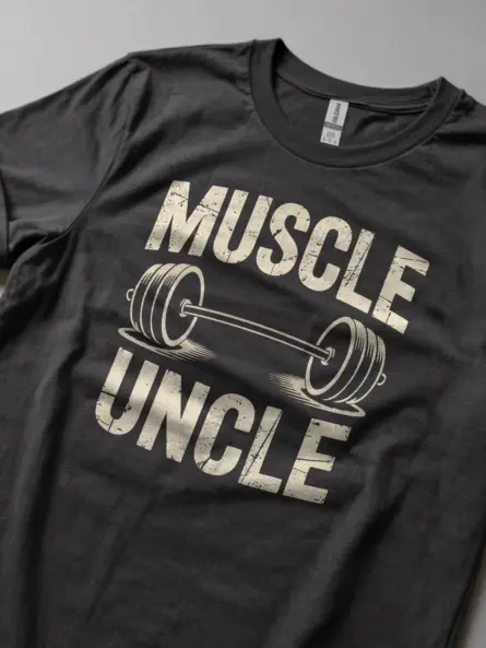 Muscle Uncle T-Shirt – Vintage Barbell Gym Tee for Fitness Lovers - Image 6