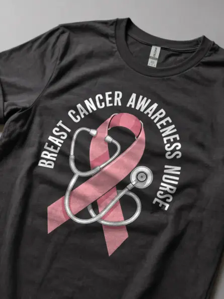 Powerful Nurse Breast Cancer Shirt – Pink Ribbon Awareness Tee - Image 6