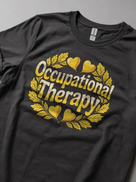 Dark Heather shirt lifestyle shot – therapist gift tee – occupational therapy student shirt