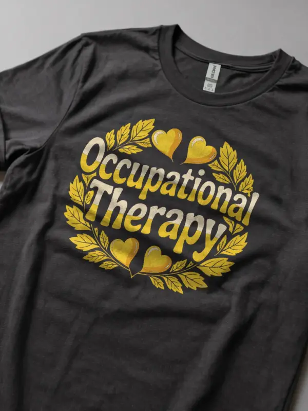 Dark Heather shirt lifestyle shot – therapist gift tee – occupational therapy student shirt