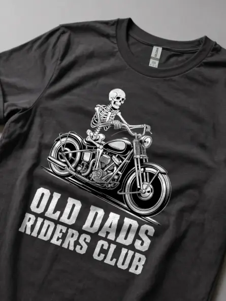 Legendary Old Biker T-Shirt – Skeleton Chopper Dad Riders Club Graphic - Image 5