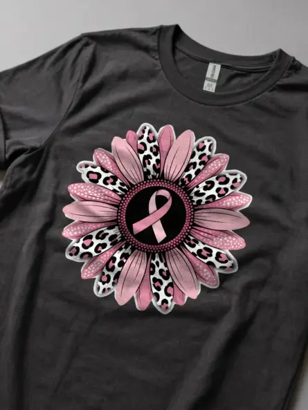 Pink Sunflower Breast Cancer Shirt – Stunning Floral Awareness Tee - Image 5