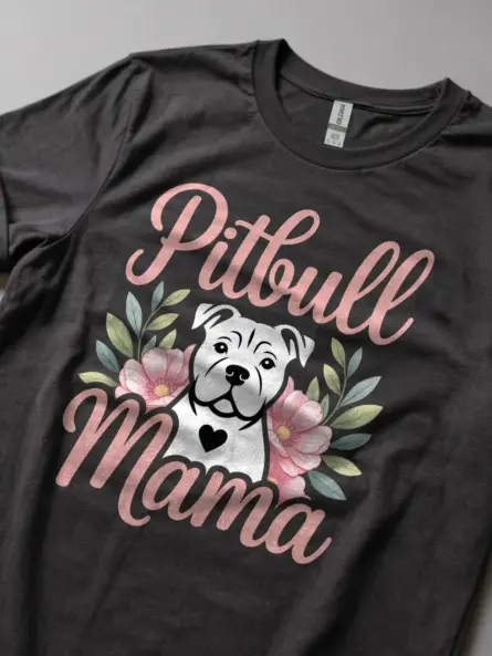 Adorable Pitbull Mama Shirt – Feminine Floral Dog Mom Gift Tee - Image 6