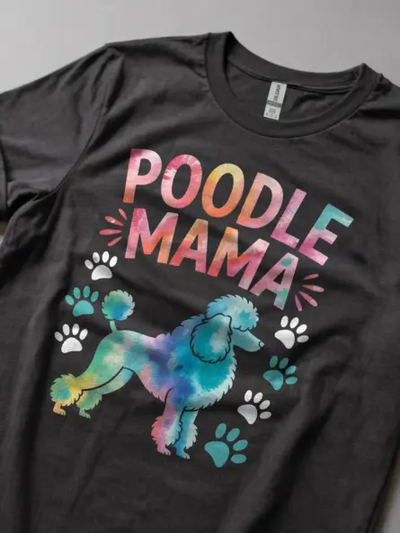 Colorful Poodle Mama Shirt – Vibrant Dog Lover Tee - Image 5