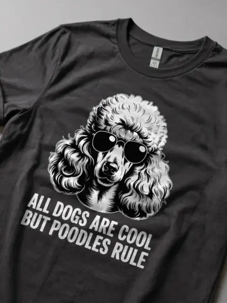 Bold Poodle Sunglasses Shirt – Funny Dog Lover Graphic Tee - Image 6
