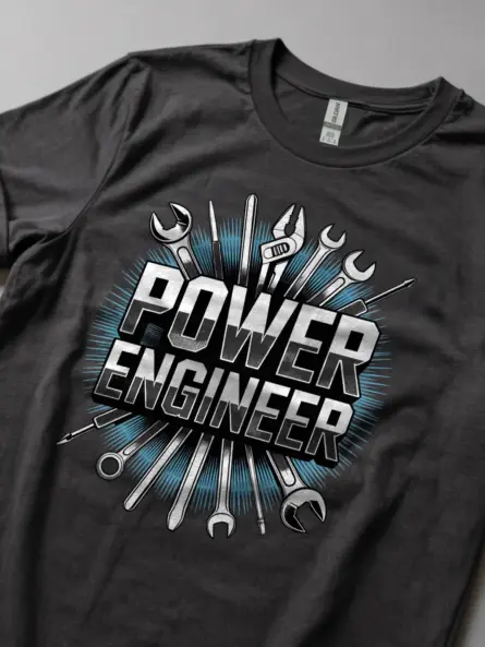 Power Engineer T-Shirt with Metallic Tools Graphic - Image 5