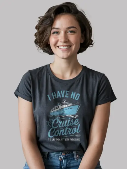 Dark Heather Shirt cruise ship print, cruise couple t-shirt, front view