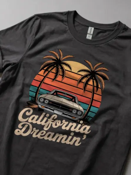 Retro California Dreamin Muscle Car T-Shirt - Image 5