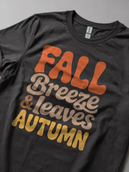 Retro Fall Tee– Vintage Autumn Leaves & Breeze Typography Tee - Image 5