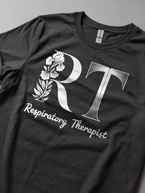 Dark Heather respiratory therapist t-shirt front view – respiratory therapist appreciation shirt