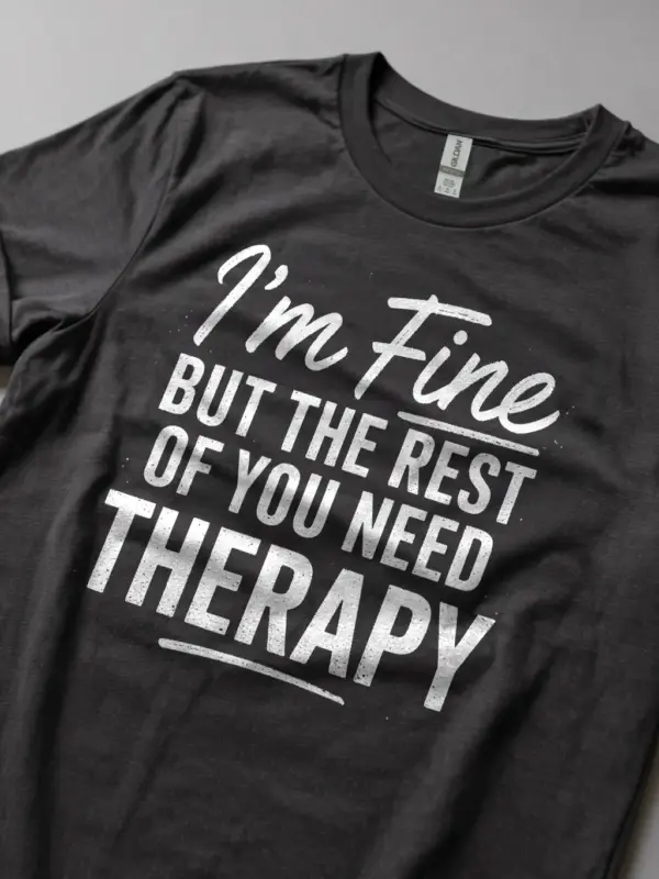 Lifestyle Shot Dark Heather shirt in casual setting – sarcastic therapy t-shirt