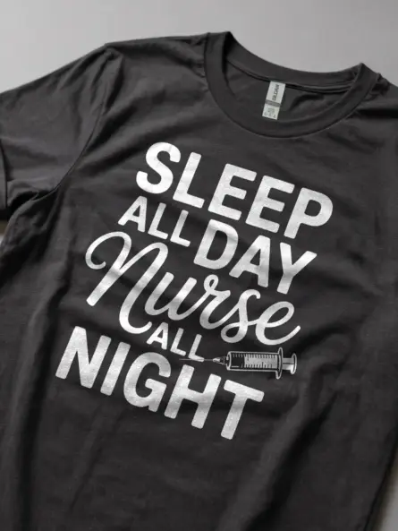 Dark Heather sleep all day nurse all night t-shirt