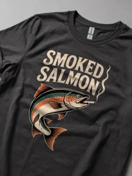 Smoked Salmon T-Shirt – Bold Vintage Tattoo Graphic Tee for Seafood Fans - Image 5