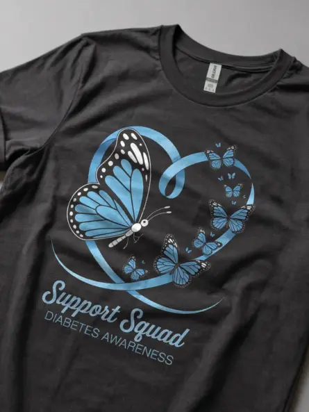 Support Squad Diabetes Shirt – Blue Ribbon Butterfly Tee - Image 5