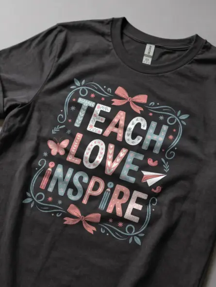 Teach Love Inspire Shirt – Uplifting Floral Teacher Gift Tee - Image 5