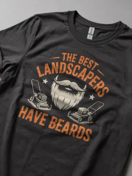 Landscaper T Shirt – Funny Beard Lawn Mowing Graphic Tee for Men - Image 2