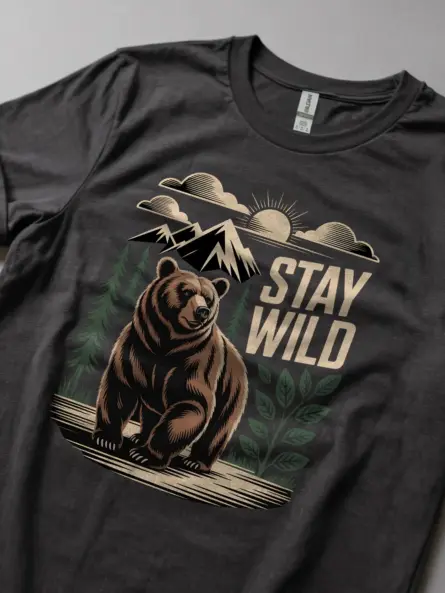 Vintage Bear Stay Wild T-Shirt - Image 5