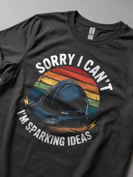 Vintage Electrician Hard Hat T-Shirt - Image 5