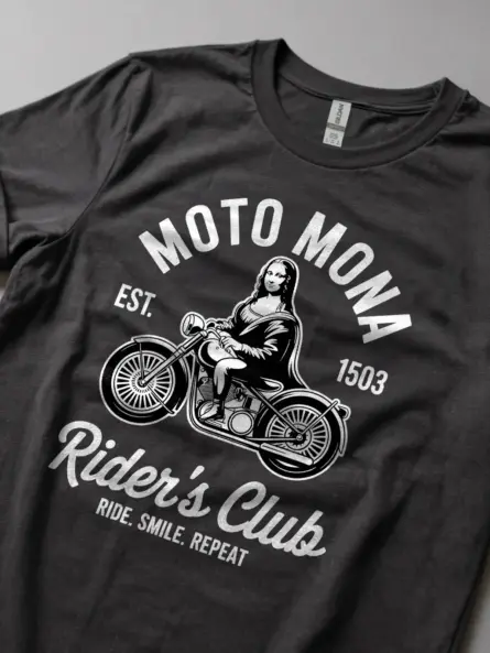 Vintage Motorcycle T-Shirt – Artistic Mona Moto Club Tee - Image 5