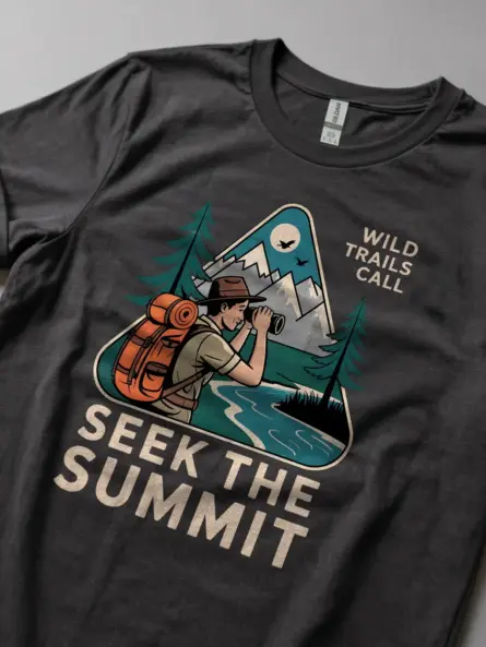 Vintage Mountain Adventure T-Shirt – Seek the Summit Hiking Tee - Image 5