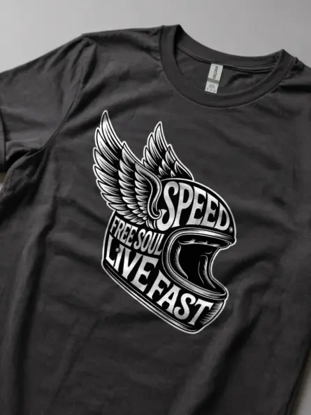 Legendary Winged Motorcycle Helmet T-Shirt – Live Fast Free Soul - Image 5