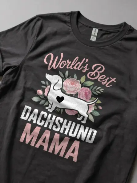 Dachshund Mama Shirt – World’s Best Floral Dog Mom Tee - Image 8
