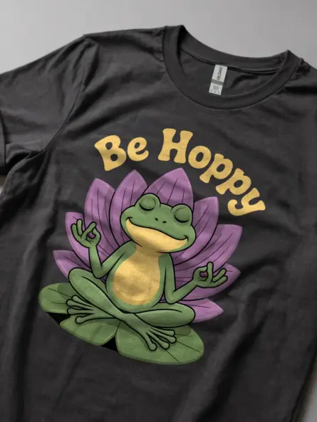Be Hoppy Yoga Frog T Shirt – Whimsical Zen Gift for Mindful Souls - Image 5