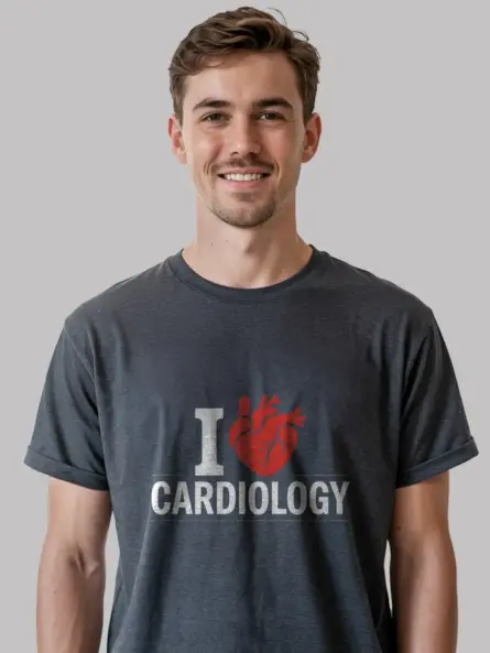 Dark Heather I Love Cardiology Shirt for EKG Techs