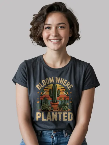 Vintage Cactus T-Shirt for Plant Lovers – Bloom Where Planted - Image 6