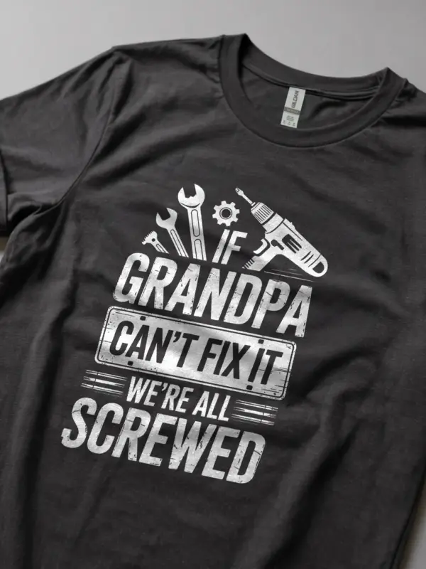 Lifestyle dark heather grandpa gift shirt with tools