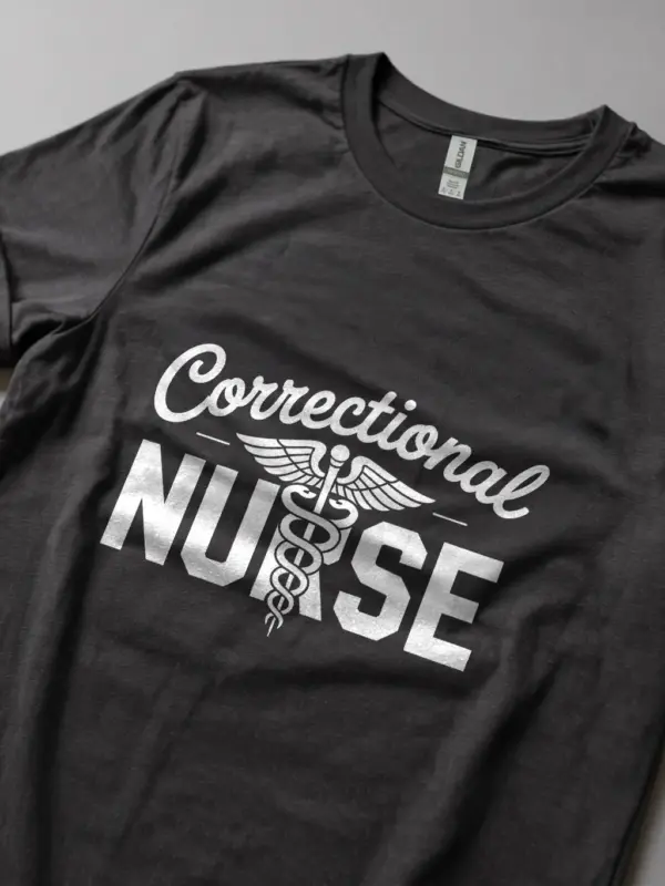 Dark Heather Lifestyle Shot Correctional Nurse Shirt for Medical Staff