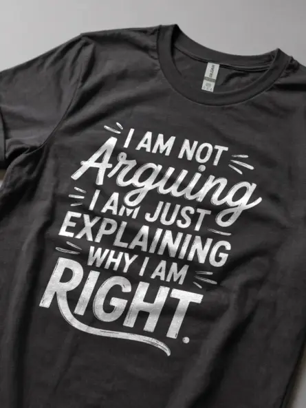 Dark Heather i am not arguing shirt lifestyle photo for office apparel