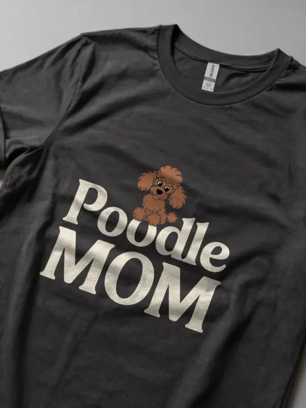 Dark Heather poodle mom shirt for dog moms