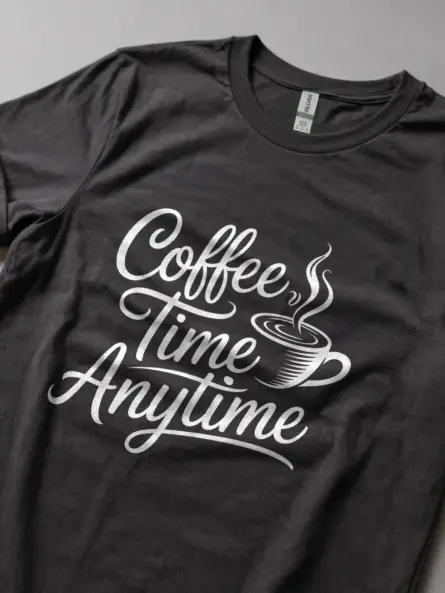 dark Lifestyle photo of dark heather coffee time anytime shirt for office professionals
